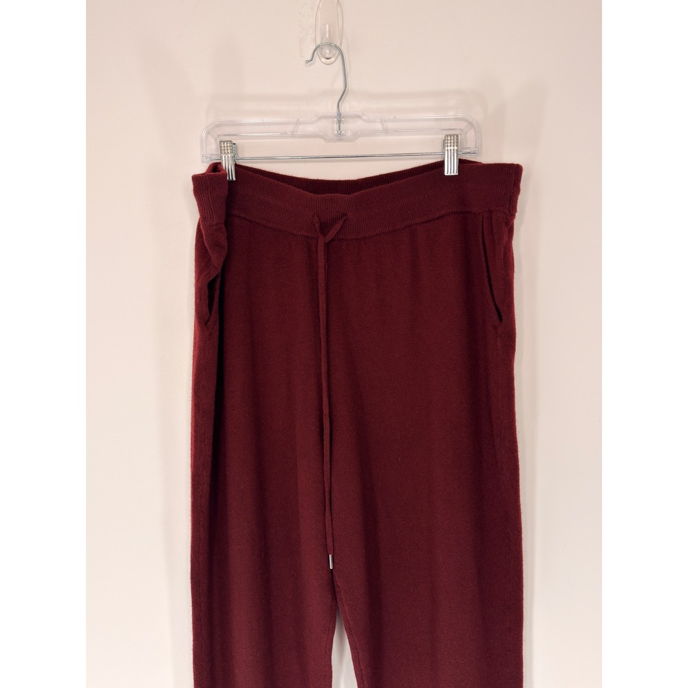 Quince Mongolian Cashmere Sweatpants Burgundy Pull On Stretch Knit Cozy Basic XL - Picture 4 of 12